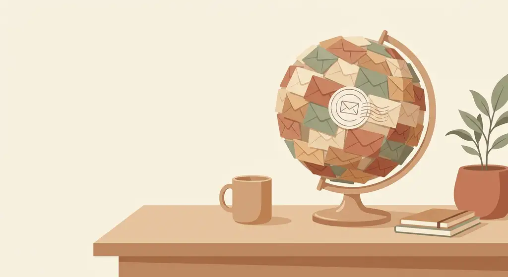 A globe built from envelopes, standing for the many languages a thread can be written in